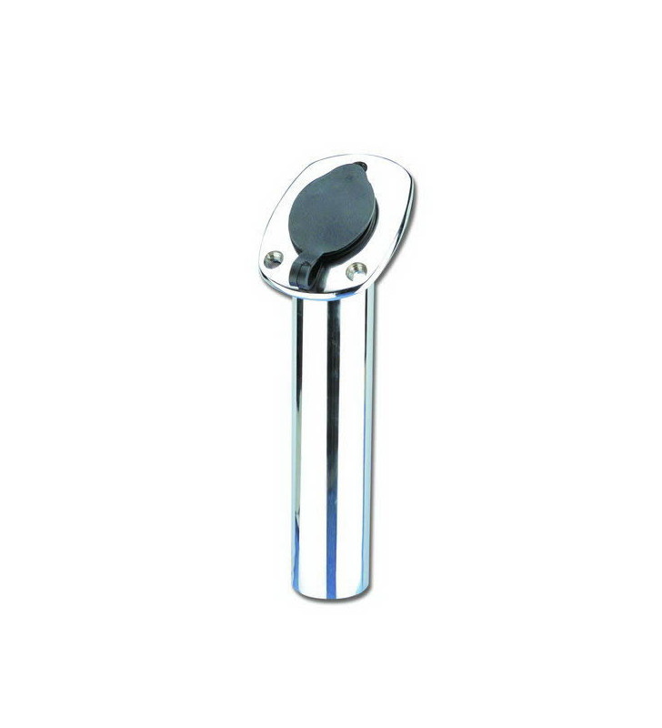 Portacanna da incasso -inox - con tappo nero - incl. a 45°