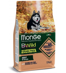 MONGE BWILD CROCCANTINI ALL BREEDS ADULT SALMONE CON PISELLI