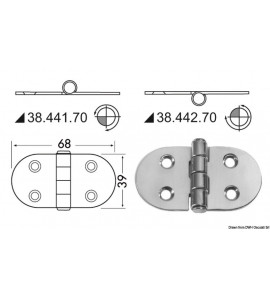 REVERSE STAINLESS STEEL HINGE 68X39MM