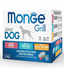 MONGE GRILL DOG MULTIBOX MANZO MERLUZZO POLLO 12X100GR