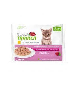 NATURAL TRAINER FLOW PACK KITTEN AND YOUNG CHICKEN 4X85GR