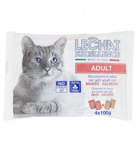 LECHAT EXCELLENCE GATTO ADULTO MANZO E SALMONE 4X100GR