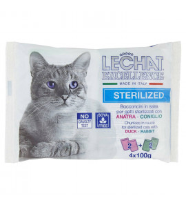 LECHAT EXCELLENCE GATTO STERILIZZATO ANATRA E CONIGLIO 4X100GR