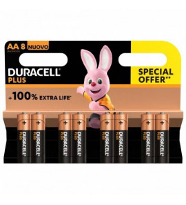 DURACELL PLUS STILO AA 8 PEZZI + 100% EXTRA LIFE