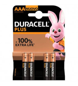 DURACELL PLUS STILO AAA 4 PEZZI + 100% EXTRA LIFE