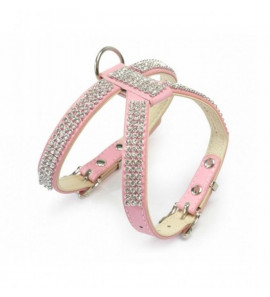 CAMON PETTORINA IN PELLE CON STRASS ROSA