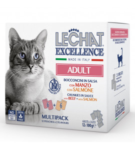 LECHAT EXCELLENCE GATTO ADULTO MANZO E SALMONE 12X100GR