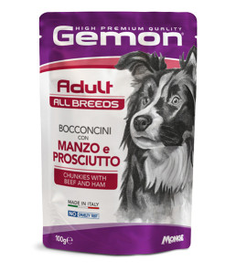 GEMON BEEF AND HAM BITES DOG SACHETS