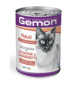 GEMON GATTO SALMONE E GAMBERETTI LATTINA BOCCONCINI 415GR