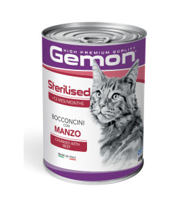 GEMON GATTO MANZO STERILIZZATO LATTINA BOCCONCINI 415GR