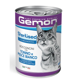 GEMON GATTO TONNO E PESCE BIANCO STERILIZZATO LATTINA BOCCONCINI 415GR