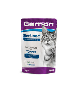 GEMON TONNO STERILIZZATO BUSTINA BOCCONCINI PER GATTI 100GR