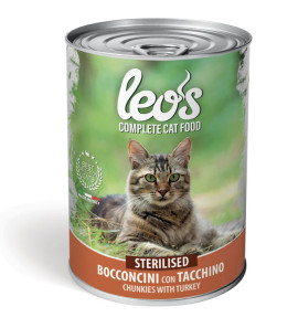 LEO'S TACCHINO STERILIZZATO LATTINE BOCCONCINI PER GATTI 415GR