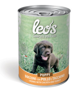 LEO'S CHICKEN AND TURKEY PUPPY CANS BITES FOR PUPPIES 415GR