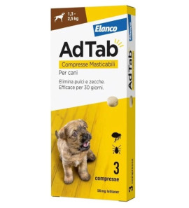 ELANCO ADTAB ANTIPARASITIC 1.3-2.5 KG CHEWABLE TABLETS