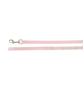 CAMON PINK LEATHER LEASH WITH RHINESTONE