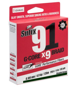 SUFIX 91 G-CORE BRAID 150MT GREEN