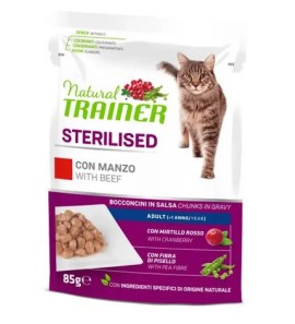 NATURAL TRAINER ADULT GATTO STERILISED AL MANZO 85GR