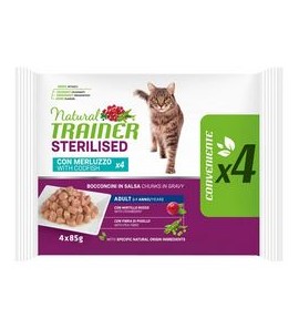 NATURAL TRAINER FLOW PACK STERILIZZATO MERLUZZO 4X85GR