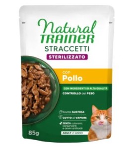 NATURAL TRAINER STERILISED STRACCETTI GATTO POLLO 85GR