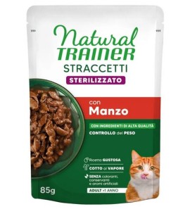 NATURAL TRAINER STERILISED STRACCETTI GATTO MANZO 85GR