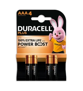 DURACELL PLUS POWER BOOST AAA STYLE 4 PIECES +100%