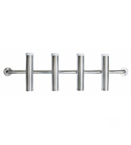 TREM 4-Place Wall-Mounted Rod Holder in Stainless Steel