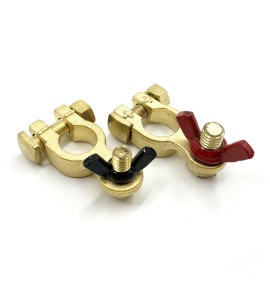 TREM PAIR OF BRONZE BATTERY CLAMPS