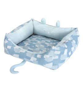 CAMON RECTANGULAR DENIM CAT BED 55X50X20
