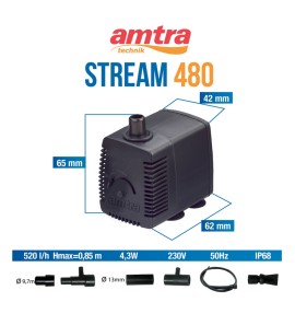 AMTRA POMPA 480 PER ACQUARIO SOMMERGIBILE STREAM